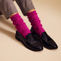 Women's Merino Cashmere Blend Rib Calf Socks